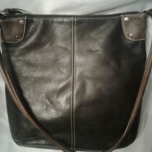 Tignanello Women's Handbag,Black&BrownTrim Leather